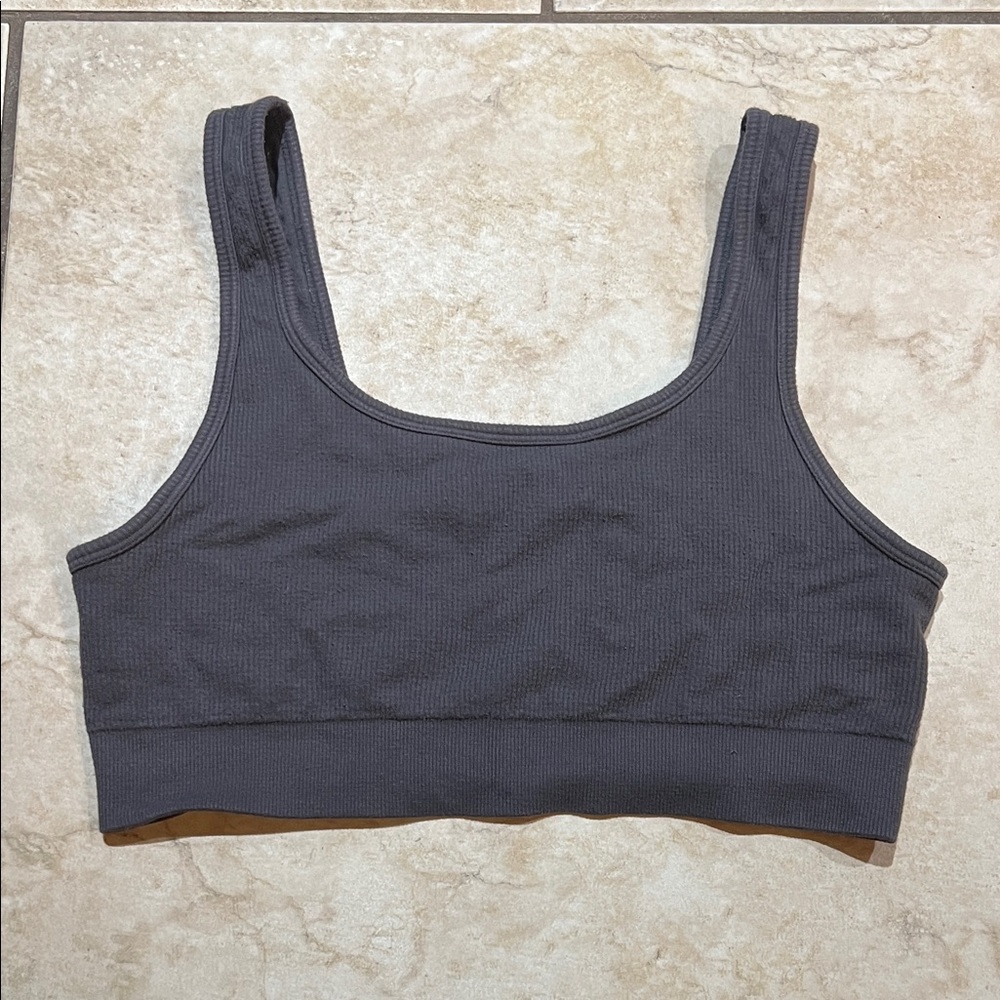 Fabletics Dark Gray Ribbed Bra
